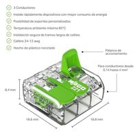 WAGO 221-423 221 Verbindingsklem Flexibel: 0.14-4 mm² Massief: 0.2-4 mm² Aantal polen: 3 50 stuk(s) Transparant, Groen - thumbnail