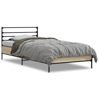 Bedframe bewerkt hout metaal sonoma eikenkleurig 180x200 cm