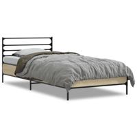 Bedframe bewerkt hout metaal sonoma eikenkleurig 180x200 cm - thumbnail