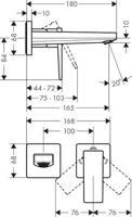 Hansgrohe Metropol ééngreeps wastafelmengkraan afbouwdeel met voorsprong 165 mm en PushOpen afvoerplug, chroom - thumbnail