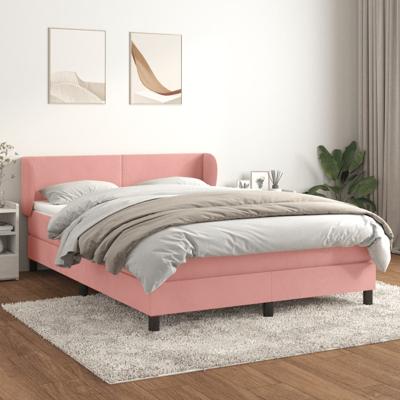 Boxspring met matras fluweel roze 160x200 cm