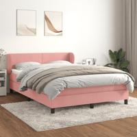 Boxspring met matras fluweel roze 160x200 cm - thumbnail