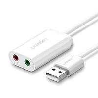 UGREEN 30143 USB-kabel USB 2.0 USB-A stekker, Jackplug-bus 3,5 mm, Jackplug-bus 3,5 mm Wit - thumbnail