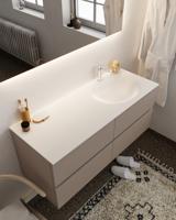 Mondiaz Vica 120cm badmeubel smoke 4 lades wastafel Moon rechts met 1 kraangat - thumbnail