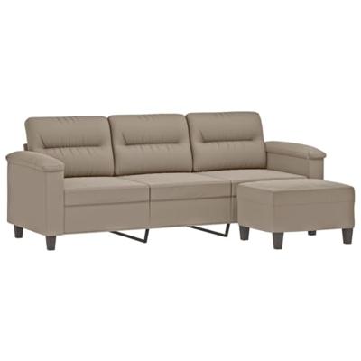 Driezitsbank met voetenbank 180 cm microvezelstof taupe