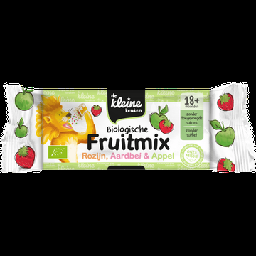 De Kleine Keuken Biologische Fruitmix Rozijn, Aardbei & Appel 18+ Maanden 6 Stuks 84 g bij Jumbo