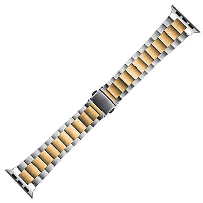 Stalen schakelband - Zilver met champagne goud - Geschikt voor Apple watch 38mm / 40mm / 41mm / 42mm