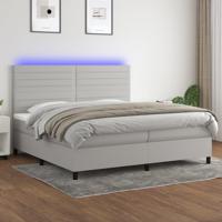 Boxspring met matras en LED stof lichtgrijs 200x200 cm - thumbnail
