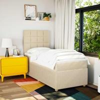 Boxspring met matras stof crèmekleurig 90x200 cm - thumbnail