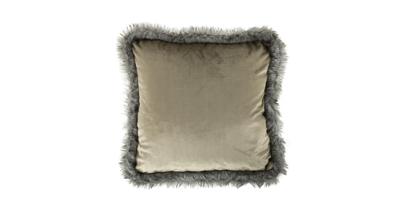 Witgoud Fluwelen Kussen met Bontrand (45 x 45 cm) Witgoud Fluwelen Kussen met Bontrand (45 x 45 cm)
