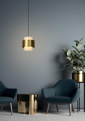 Lucide FIRMIN - Hanglamp - Ø 30 cm - 1xE27 - Mat Goud / Messing