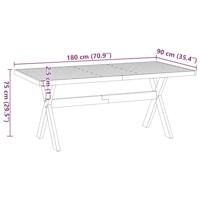 Wandtafel NOAIN X-vormige poten 180x90x75 cm massief hout - thumbnail