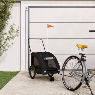 Hondenfietstrailer oxford stof en ijzer zwart