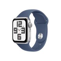 Apple Watch SE (2e gen.) GPS 40 mm Smartwatch - Kast van zilverkleurig aluminium - Denim sportbandje (S/M). Conditie en slaap bijhouden, ongelukdetectie, hartritme monitoren, Retina-display - thumbnail