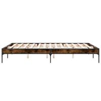 Bedframe bewerkt hout metaal gerookt eikenkleurig 140x200 cm - thumbnail