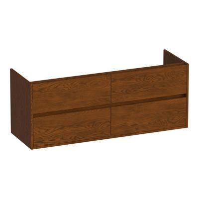 Brauer Adore - Onderkast - 140 cm - met 4 Softclose Lades Greeploos en 2 Sifon Uitsparingen - Lamellen Eiken Bruin