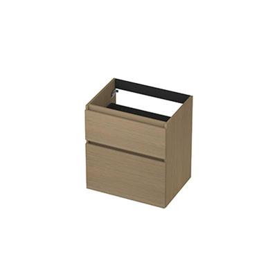 INK - Onderkast 2 Laden Greeploos met Houten Keerlijst A-symmetrisch - 600x450x650 Mm - Olijf Eiken