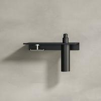 Planchet met Zeepdispenser 200 ml en Handdoekhaak Geesa Leev 28 cm RVS geborsteld Zwart - thumbnail