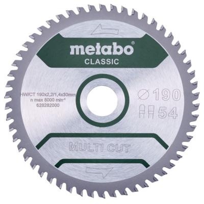 Metabo MULTI CUT CLASSIC 628663000 Cirkelzaagblad 190 x 30 x 1.4 mm Aantal tanden: 54 1 stuk(s)