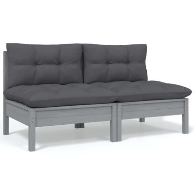 9-delige Loungeset met kussens massief grenenhout - thumbnail
