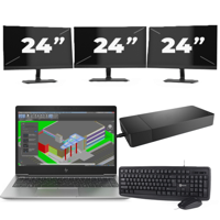 HP ZBook 14u G5 - Intel Core i7-8e Generatie - 14 inch - 16GB RAM - 256GB SSD - Windows 11 + 3x 24 inch Monitor - thumbnail