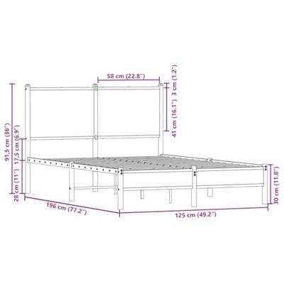 Bedframe zonder matras metaal gerookt eikenkleurig 120x190 cm Bedframe zonder matras metaal gerookt eikenkleurig 120x190 cm