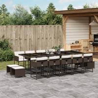 15-delige Tuinset met kussens poly rattan bruin - thumbnail