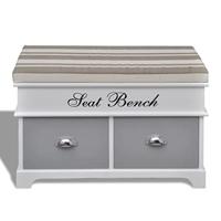 Witte opbergbank / halbank met grijze kussen + 2 lades - thumbnail