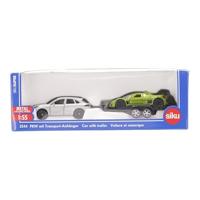 Siku Auto met aanhanger en sportauto (1:55) - thumbnail