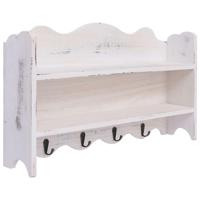 VidaXL Wandkapstok 50x10x30 cm hout wit - thumbnail