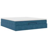 Ottoman bed met matras 180x200 cm fluweel donkerblauw - thumbnail