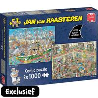 Jumbo Jan van Haasteren Special 2-in-1 Chaos op het grote zeilschip & De bibliotheek - 2 x 1000 stukjes - thumbnail