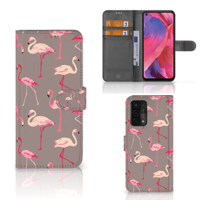 OPPO A54 5G | A74 5G | A93 5G | Telefoonhoesje | Met pasjeshouder | Flamingo - thumbnail