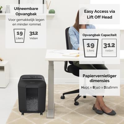 Papierversnipperaar Microsnippers Fellowes 4400801 19 L 4 x 40 mm Zwart - thumbnail