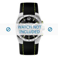 Jacques Lemans horlogeband 1-1688F Leder Zwart + geel stiksel - thumbnail