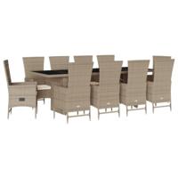11-delige Tuinset met kussens poly rattan beige - thumbnail