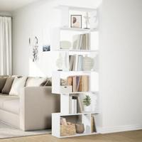 Kamerscherm / boekenkast 6-laags 70x24x193 cm bewerkt hout wit - thumbnail