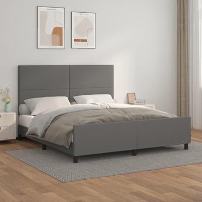 Bedframe met hoofdbord kunstleer grijs 180x200 cm