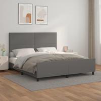 Bedframe met hoofdbord kunstleer grijs 180x200 cm - thumbnail