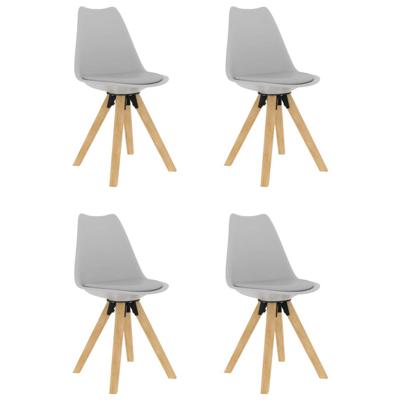 vidaXL Eetkamerstoelen 4 st PP en massief beukenhout grijs