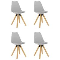 vidaXL Eetkamerstoelen 4 st PP en massief beukenhout grijs - thumbnail