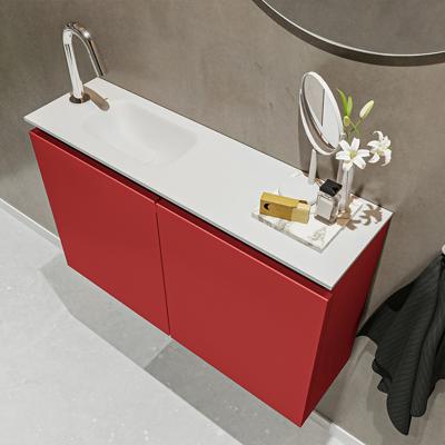 MONDIAZ TURE 80cm toiletmeubel fire. EDEN wastafel talc links 1 kraangat