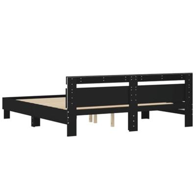 Bedframe met hoofdeinde en LED-verlichting zwart 200x200 cm