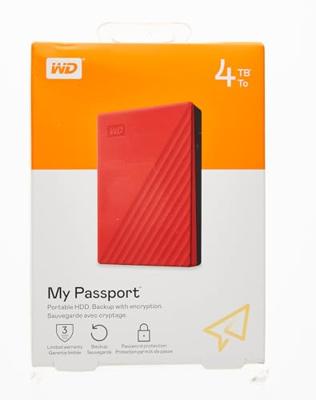 WD My Passport 4 TB Externe harde schijf (2,5 inch) USB-A 3.2 Gen 1 Rood WDBPKJ0040BRD-WESN - thumbnail