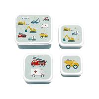 Set van 4 lunchtrommels voor jongens VOERTUIGEN A Little Lovely Company bleekblauw - thumbnail