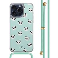 iPhone 15 Pro Max hoesje met mint koord - Panda print - thumbnail