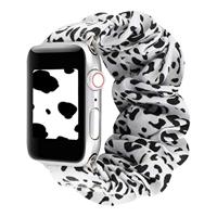 Elastisch scrunchie nylon bandje - Wit / zwart - Geschikt voor Apple Watch 38mm / 40mm / 41mm / 42mm - thumbnail
