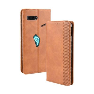 Magnetische gesp retro Crazy Horse textuur horizontale Flip lederen case voor ASUS ROG Phone II ZS660KL met houder & kaartsleuven & fotolijstjes (bru