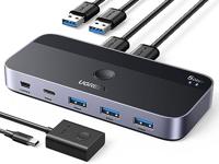 UGREEN USB Switch 2PC met 1xUSB C Poort en 3xUSB A Poorten, 2 in 4 uit USB 3.0 switcher aluminium behuizing met desktopcontroller 2 USB A auf A Kabeln - thumbnail