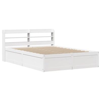 Bedframe met hoofdbord massief grenenhout wit 120x190 cm